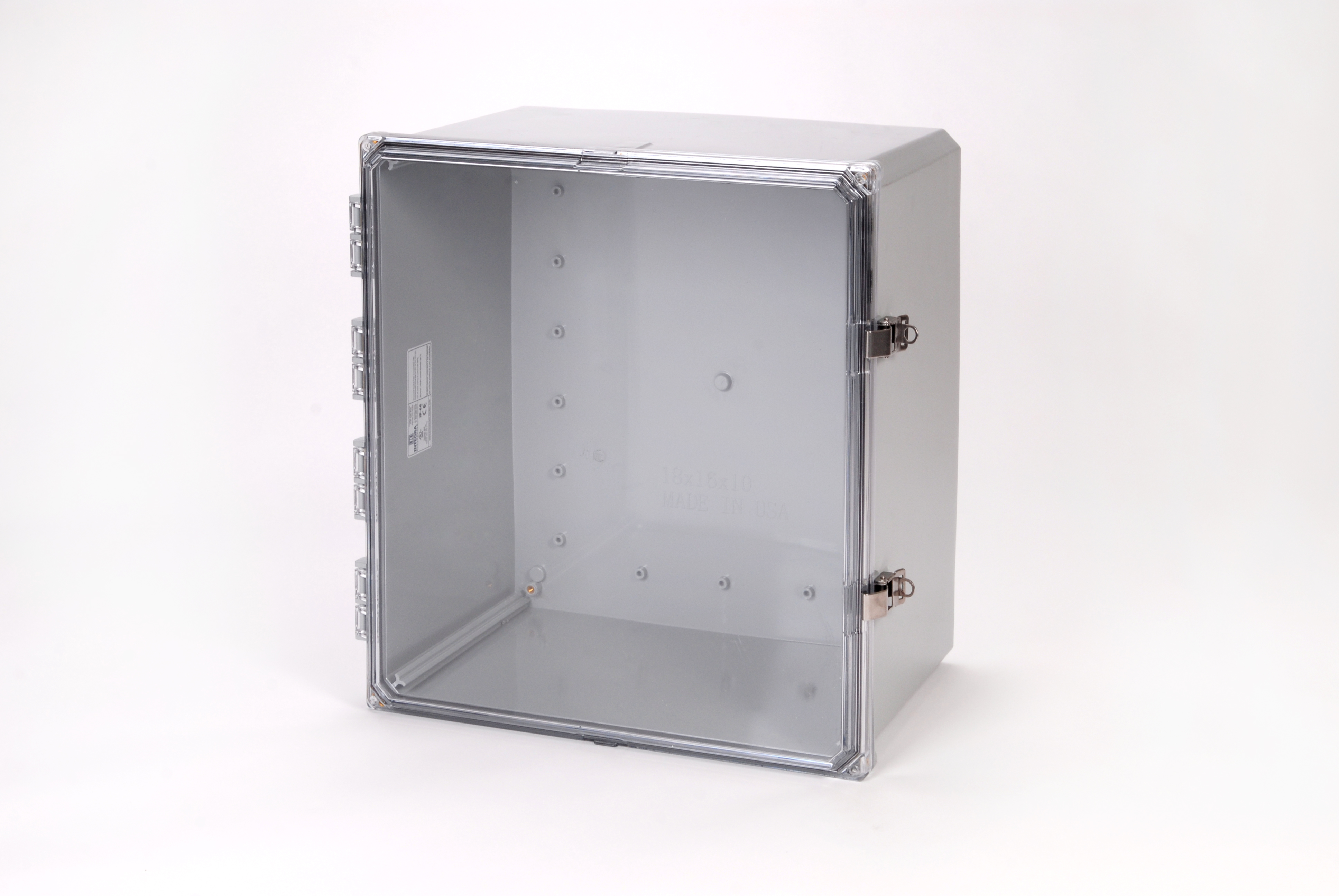 Integra Wallmount Enclosure; 12" x 10" x 4"; Polycarbonate; Transparent Cover; Hinge Connection; NEMA 4X